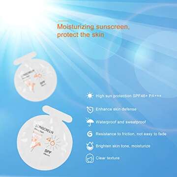 Pack of 20 Sunscreen, SPF46 PA+++ Moisturizing Sunscreen,3ml Face & Body Sunblock, Moisturizing Sunscreen for Most of Skins Portable Resist Water Sunscreen for Sport