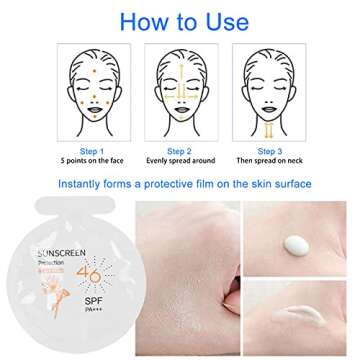 Pack of 20 Sunscreen, SPF46 PA+++ Moisturizing Sunscreen,3ml Face & Body Sunblock, Moisturizing Sunscreen for Most of Skins Portable Resist Water Sunscreen for Sport