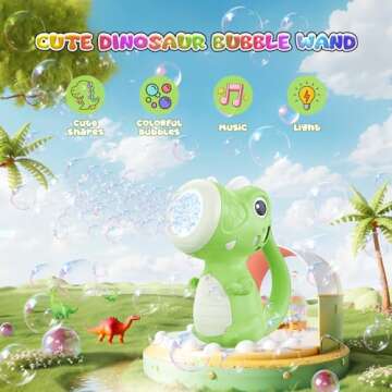 OSIMILY Dinosaur Bubble Machine,Dino Bubble Wand for Kids, Musical & Light Up Fun Bubble Gun Blower?...