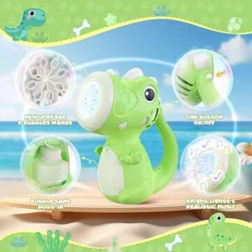 OSIMILY Dinosaur Bubble Machine,Dino Bubble Wand for Kids, Musical & Light Up Fun Bubble Gun Blower，Cool Outdoor Dinosaur Toys for Kid, Birthday Gifts for Ages 3 4 5 6 7 8 Year Boys & Girls (Green)