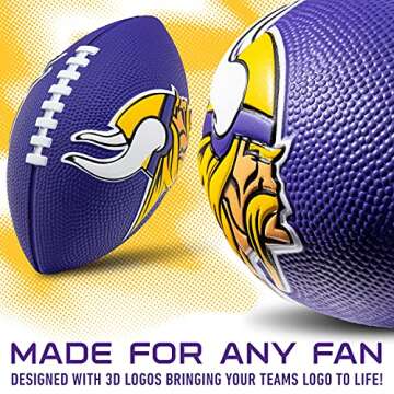 Franklin Sports NFL Minnesota Vikings Football - Kids Foam Football - Soft Junior Size 8.5" Ball wit...