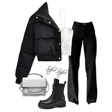 Chic Gihuo Women's Cropped Puffer Jacket for Winter Wear