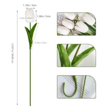 Nature’s Mimic 20pcs White Tulips Artificial Flowers Silk Flowers Fake Tulips Flowers Mother's Day...