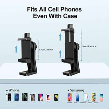 6amLifestyle Cell Phone Tripod Mount Adapter with Tripod Ball Head 360° Rotatable for Universal Smartphone Samsung Galaxy iPhone Holder for Tripod Selfie Stick Monopod Etc