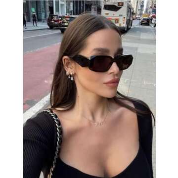 FEISEDY Retro 90s Small Rectangle Sunglasses For Women Men Thick Trendy Square Vintage Glasses B4052