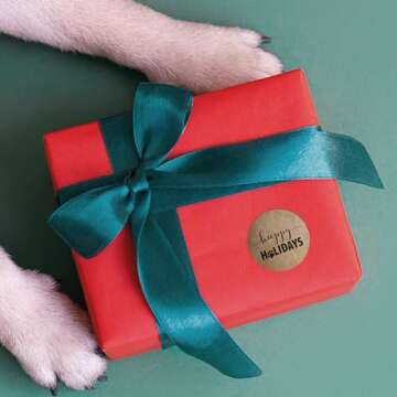 Paw Print Happy Holidays Stickers - 500 Labels for Gifts