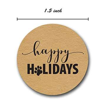 Paw Print Happy Holidays Stickers - 500 Labels for Gifts