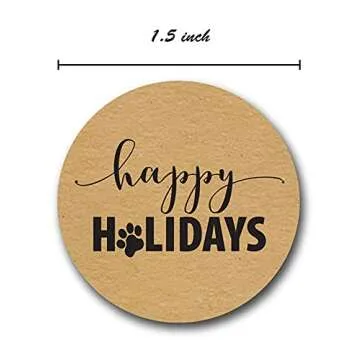Paw Print Happy Holidays Stickers - 500 Labels for Gifts