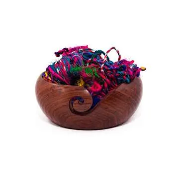 Darn Good Yarn Handmade Wooden Yarn Bowl, Handcrafted Sheesham Indian Rosewood, Knitting Yarn Holder and Organizer, 5 x 2.5 Inches