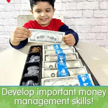 The Learning Journey: Kids Bank Play Money Set - Play Money for Kids - Over $5000 in Realistic Play Money to Build Kids Counting Skills - Ages 5 and Up - Award Winning Toys