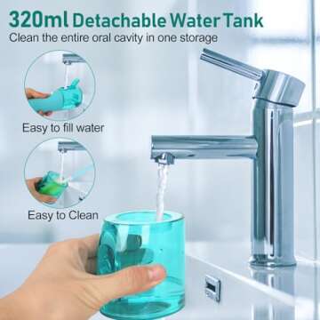 Water Dental Pik Flosser,Grinest 7 Modes Rechargeable Water Dental Picks for Teeth Cleaning Cordless Oral Irrigator Portable IPX7 Waterproof Tooth flossers for Home Travel-Green