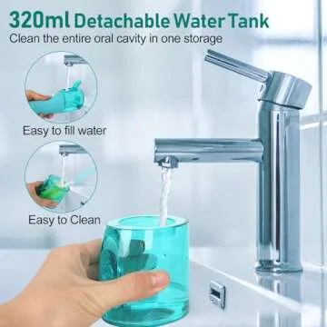 Water Dental Pik Flosser,Grinest 7 Modes Rechargeable Water Dental Picks for Teeth Cleaning Cordless Oral Irrigator Portable IPX7 Waterproof Tooth flossers for Home Travel-Green