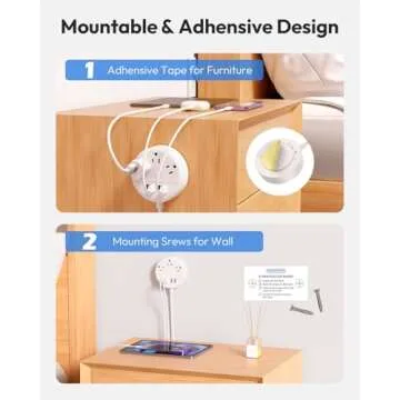White 10 FT Extension Cord with USB & Wall Mountable