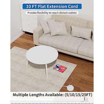 White 10 FT Extension Cord with USB & Wall Mountable