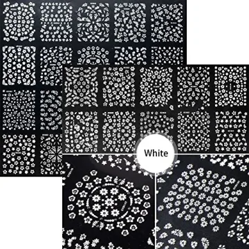 4500 Pieces Flowers Nail Stickers Kit 90 Sheets 3D Mini Nail Art Stickers Black White Colorful Various Patterns Flower Decals Self-Adhesive False Sticker for Women DIY Decor Birthday Party Favors Gift