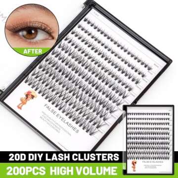 Bodermincer Large Tray 20D Cluster Lashes, 0.07C, 10 Lines, 8-14mm Mixed