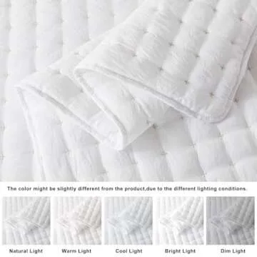 WDCOZY White California Cal King Size Quilt Bedding Sets with Pillow Shams, Oversized Lightweight Soft Bedspread Coverlet, Quilted Blanket Thin Comforter Bed Cover, 3 Pieces, 118x106 inches