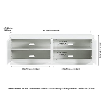 Henn&Hart 68" Wide Modern White TV Stand for TVs up to 75"