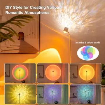 Modern Floor Lamp, Color Changing Sunset Lamp Projector with 3D Ocean Wave, LED Floor Lamp Double Side Lighting,Creative DIY Mode,720° Rotation Modern Mood Lighting Corner Lamp for Living Room