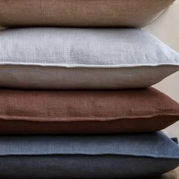 Foindtower Pack of 2, Decorative Linen Soild Throw Pillow Covers Soft Accent Euro Cushion Case Boho Farmhouse Pillowcase for Chair Couch Sofa Bedroom Living Room Home Decor 18 x 18 Inch Rust Red