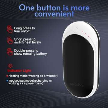 Hand Warmers Rechargeable 5200mAh Portable Reusable Powerbank USB Battery Hot Pocket Electric Double-Sided Heaters for Heat Therapy Raynauds, and Great Gifts