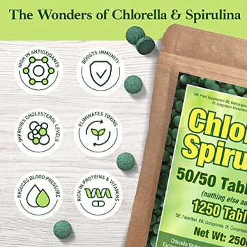 Good Natured Premium Spirulina and Chlorella Capsules 1,250 Tablets, Non-GMO, Vegan Organic Chlorell...
