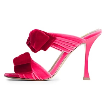 FSJ Pink Velvet Stiletto High Heel Party Shoes Size 12