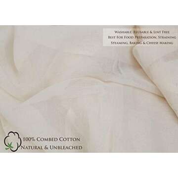 Excellent Deals CheeseCloth (90 Grade, 36 Sq Feet) - 4 Yards Reusable 100% Unbleached Cotton Fabric- Premium Quality Cheese Cloth for Baking, Strainer, Cooking Food, Cheese, Nut Milk & Filtering