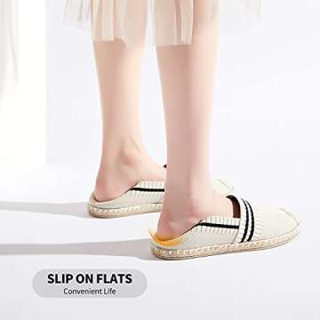 BABUDOG Women's Espadrilles Soft White Flats Shoes for Comfort