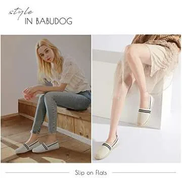 BABUDOG Women's Espadrilles Soft White Flats Shoes for Comfort