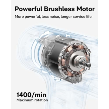 HOTO Cordless Brushless Drill with 30 Gears and LED Display