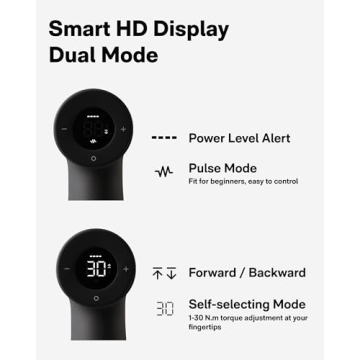 HOTO Cordless Brushless Drill with 30 Gears and LED Display