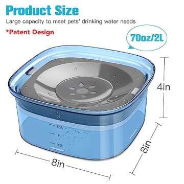 UPSKY 70oz Dog Water Bowl 2L No Spill Dog Bowl Large Capacity Spill Proof Slow Water Feeder, No Spla...