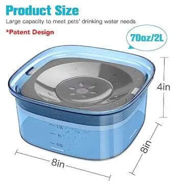 UPSKY 70oz Dog Water Bowl 2L No Spill Dog Bowl Large Capacity Spill Proof Slow Water Feeder, No Spla...