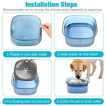 UPSKY 70oz Dog Water Bowl 2L No Spill Dog Bowl Large Capacity Spill Proof Slow Water Feeder, No Splash Dog Bowl Pet Water Dispenser Vehicle Carried Travel Slow Drinking Bowl for Messy Drinkers, Cats