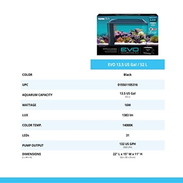 Fluval Evo XII Saltwater Aquarium Kit 13.5 Gal - Perfect for Beginners