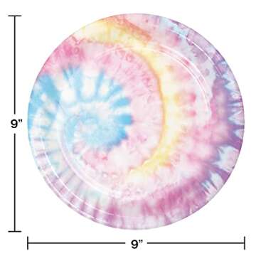 Creative Converting Tie Dye Party Paper Plates - Fun and Colorful for Any Celebration!