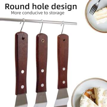 Cake Decorating Angled Icing Spatula Set of 6 8 & 10 Inch Wooden Handle Stainless Steel Offset Frosting Spatulas