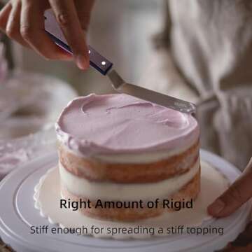 Cake Decorating Angled Icing Spatula Set of 6 8 & 10 Inch Wooden Handle Stainless Steel Offset Frosting Spatulas