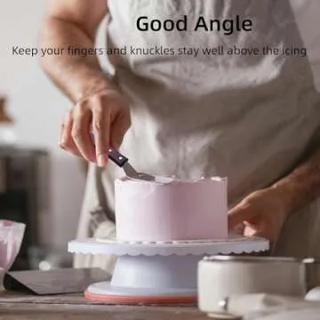 Cake Decorating Angled Icing Spatula Set of 6 8 & 10 Inch Wooden Handle Stainless Steel Offset Frosting Spatulas