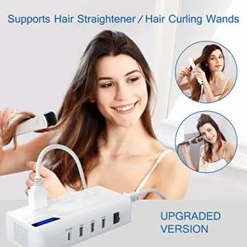 Voltage Converter, GEARGO 230W Power Converter Step Down 220V to 110V Universal Travel Adapter for Hair Straightener, Curling Iron with 4-Port USB Charging UK/AU/EU/IT/US Worldwide Plug Adapter White