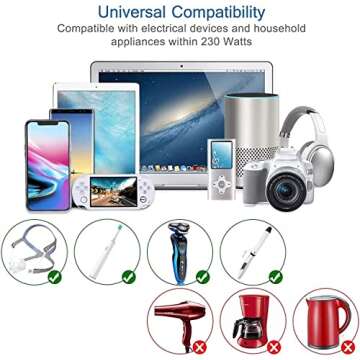 Voltage Converter, GEARGO 230W Power Converter Step Down 220V to 110V Universal Travel Adapter for Hair Straightener, Curling Iron with 4-Port USB Charging UK/AU/EU/IT/US Worldwide Plug Adapter White