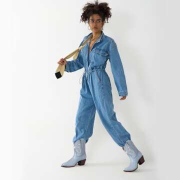 KaroNairy Blue Cowboy Booties for Women Stitch White Heart Inlay Round Slip-On Western Cowgirl Ankle...