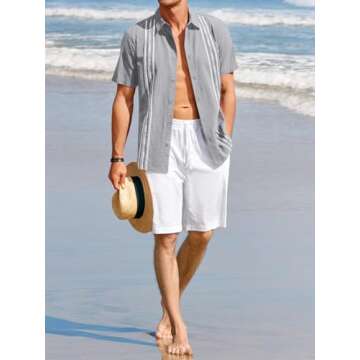 Mens Short Sleeve Guayabera Shirts Linen Cotton Button Down Mexican Embroidered Cuban Wedding Shirt Summer Tops