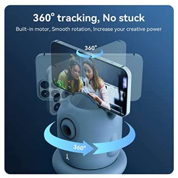 Auto Tracking Phone Holder, AICOCO Auto Face Tracking Tripod, 360° Rotation Phone Camera Mount, AI-...