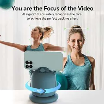 Auto Tracking Phone Holder, AICOCO Auto Face Tracking Tripod, 360° Rotation Phone Camera Mount, AI-Powered Face Tracking, Bluetooth Shutter Control, No APP for Live Streaming Video and Video Recording