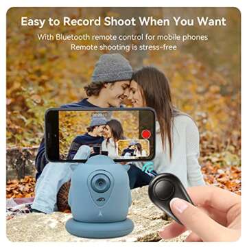 Auto Tracking Phone Holder, AICOCO Auto Face Tracking Tripod, 360° Rotation Phone Camera Mount, AI-Powered Face Tracking, Bluetooth Shutter Control, No APP for Live Streaming Video and Video Recording
