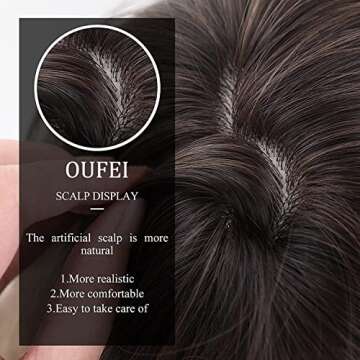 OUFEI 14 Inches Short Dark Brown Bob Wigs Straight with Bangs Slightly Curved Hair Ends Synthetic Hair Cosplay Daily Party Wig for Women Natural As Real Hair (Free Wig Cap)…