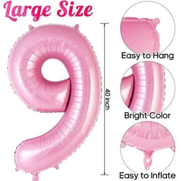Pink Number 9 Balloon 40 Inch for Birthdays & Parties