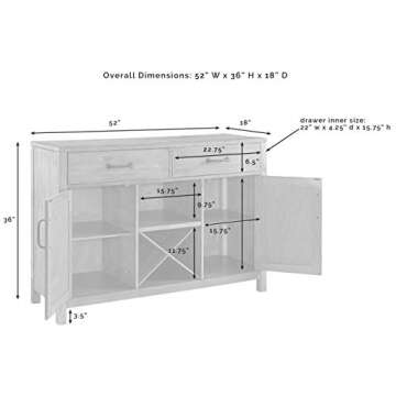 Crosley Furniture Roots Modern Farmhouse Sideboard Buffet Cabinet with Storage, Natural